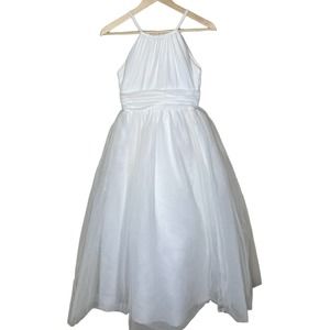 Girls Dress 12 White Flower Girl A-Line **Gown Altered in waste to fit size 8.